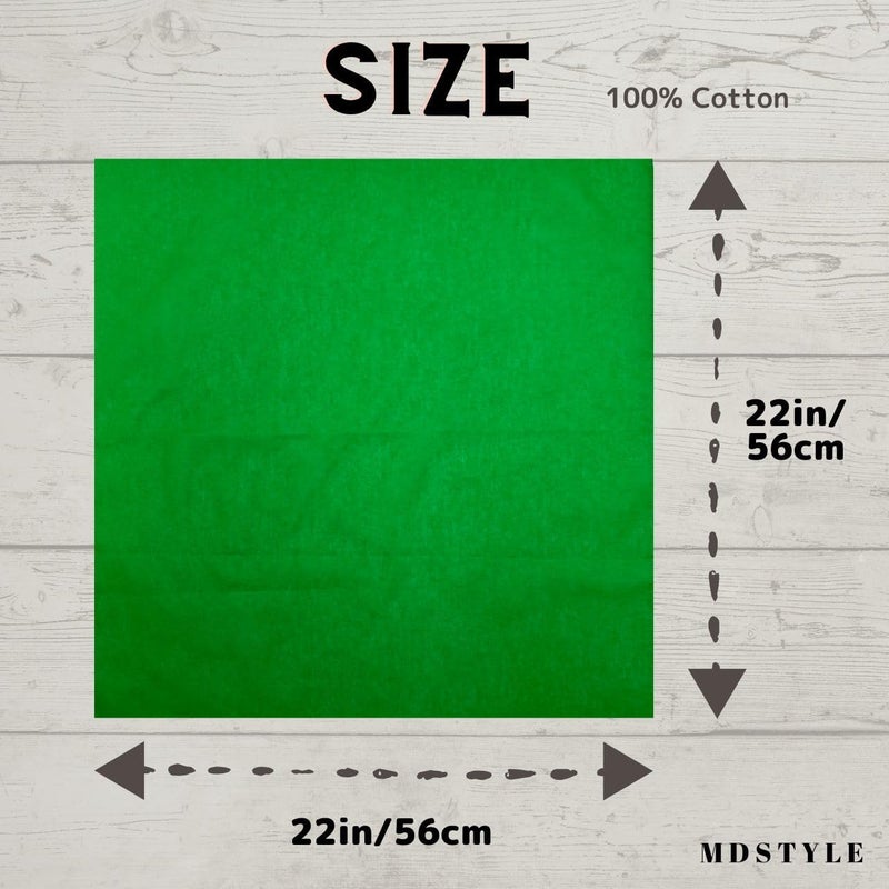 MD Style 100% Cotton Solid Color Bandana for Men & Women 22" x 22" Handkerchief Headband Scarf - Image 3